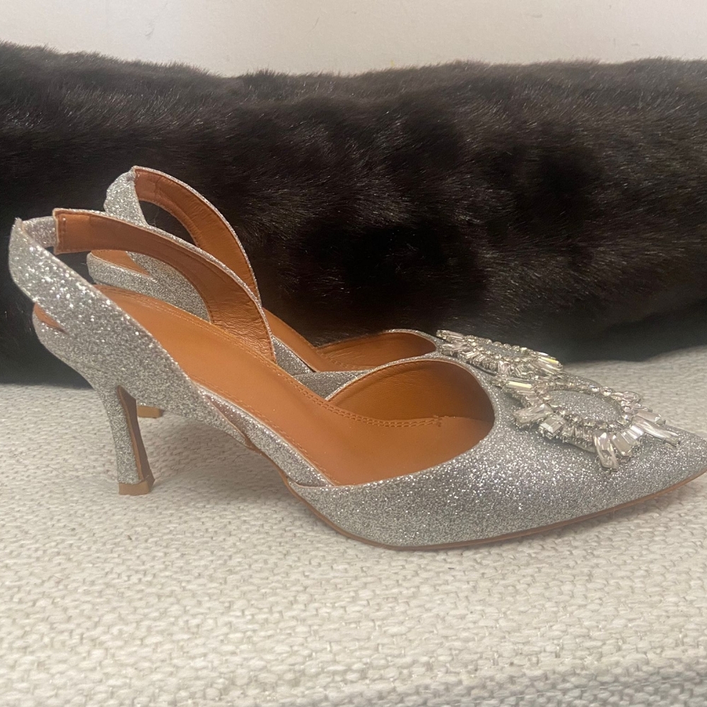 SHEIN Silver Glitter Heels